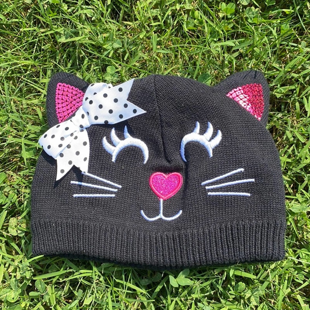 NWOT Koala Kids Infant Cat Lined Hat with Sequin Ears & Nose (0-3 Months)